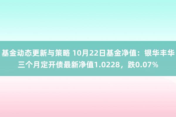 基金动态更新与策略 10月22日基金净值：银华丰华三个月定开债最新净值1.0228，跌0.07%