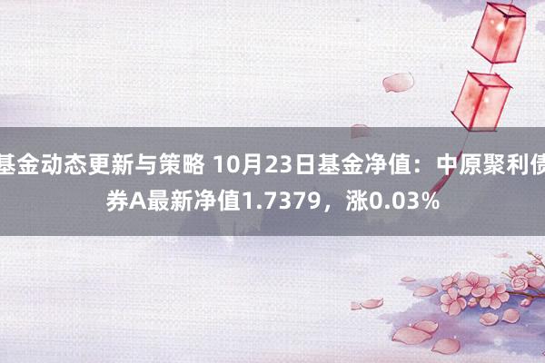 基金动态更新与策略 10月23日基金净值：中原聚利债券A最新净值1.7379，涨0.03%