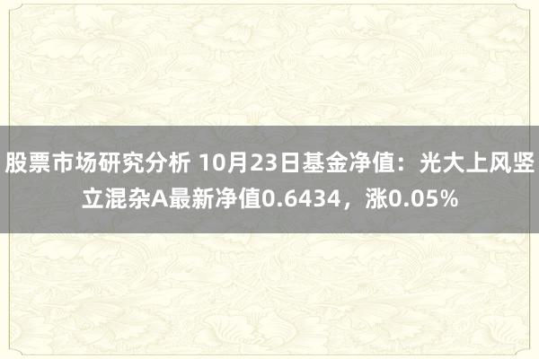 股票市场研究分析 10月23日基金净值：光大上风竖立混杂A最新净值0.6434，涨0.05%