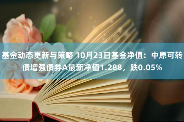 基金动态更新与策略 10月23日基金净值：中原可转债增强债券A最新净值1.288，跌0.05%