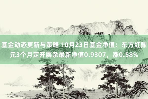 基金动态更新与策略 10月23日基金净值：东方红鼎元3个月定开羼杂最新净值0.9307，涨0.58%