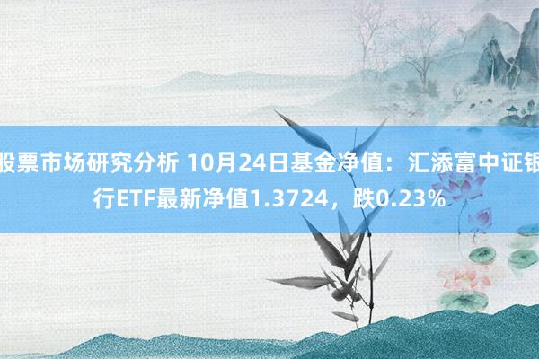 股票市场研究分析 10月24日基金净值：汇添富中证银行ETF最新净值1.3724，跌0.23%