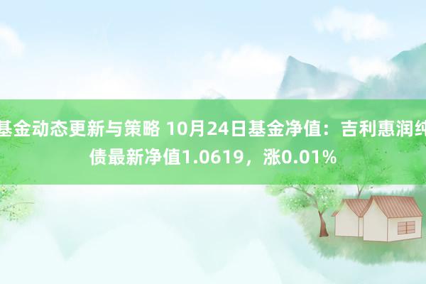 基金动态更新与策略 10月24日基金净值：吉利惠润纯债最新净值1.0619，涨0.01%