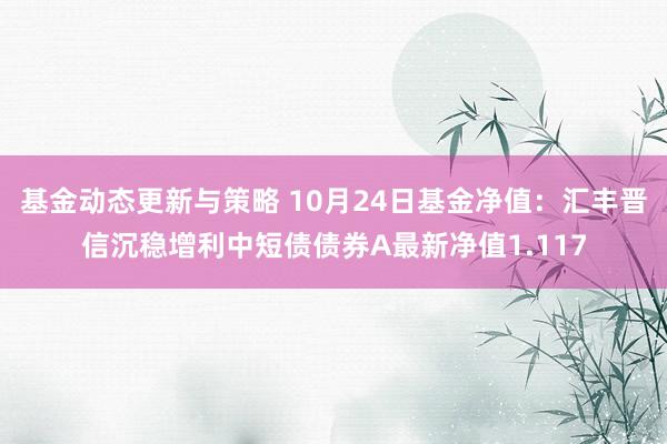 基金动态更新与策略 10月24日基金净值：汇丰晋信沉稳增利中短债债券A最新净值1.117