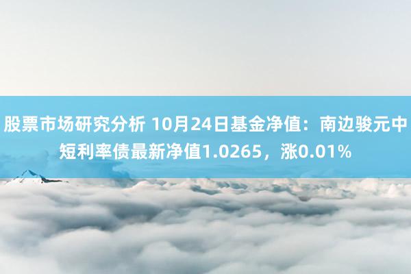 股票市场研究分析 10月24日基金净值：南边骏元中短利率债最新净值1.0265，涨0.01%