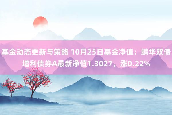 基金动态更新与策略 10月25日基金净值：鹏华双债增利债券A最新净值1.3027，涨0.22%