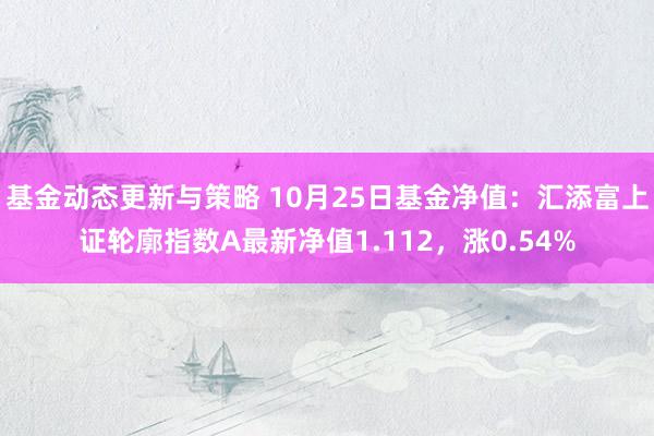 基金动态更新与策略 10月25日基金净值：汇添富上证轮廓指数A最新净值1.112，涨0.54%