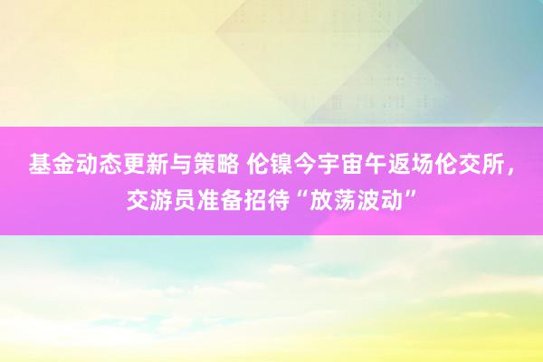 基金动态更新与策略 伦镍今宇宙午返场伦交所，交游员准备招待“放荡波动”