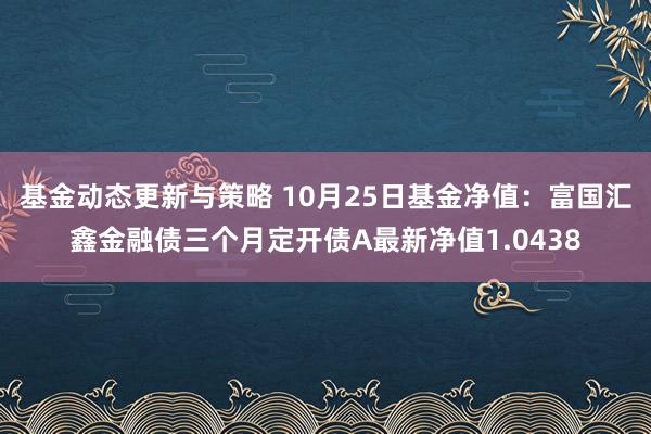 基金动态更新与策略 10月25日基金净值：富国汇鑫金融债三个月定开债A最新净值1.0438