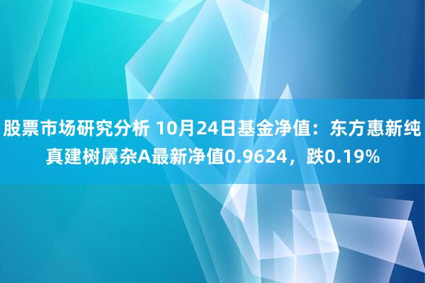 股票市场研究分析 10月24日基金净值：东方惠新纯真建树羼杂A最新净值0.9624，跌0.19%