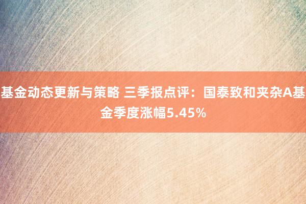 基金动态更新与策略 三季报点评：国泰致和夹杂A基金季度涨幅5.45%