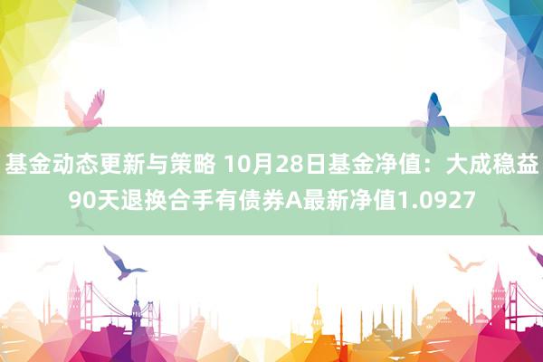 基金动态更新与策略 10月28日基金净值：大成稳益90天退换合手有债券A最新净值1.0927