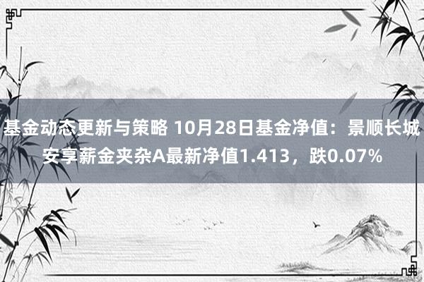 基金动态更新与策略 10月28日基金净值：景顺长城安享薪金夹杂A最新净值1.413，跌0.07%