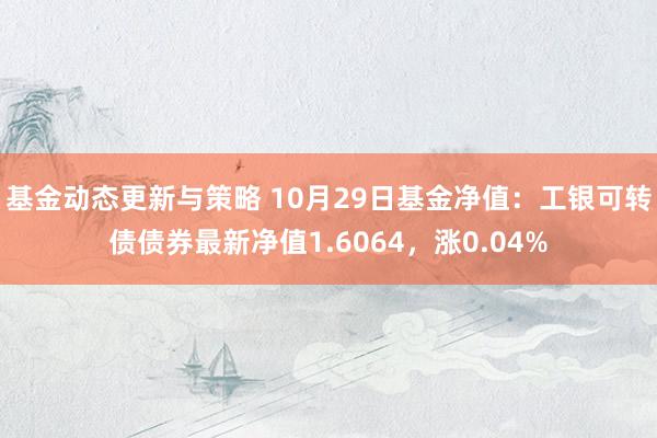 基金动态更新与策略 10月29日基金净值：工银可转债债券最新净值1.6064，涨0.04%