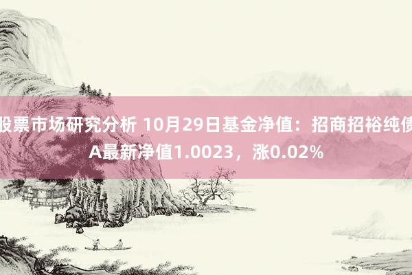 股票市场研究分析 10月29日基金净值：招商招裕纯债A最新净值1.0023，涨0.02%