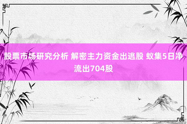 股票市场研究分析 解密主力资金出逃股 蚁集5日净流出704股