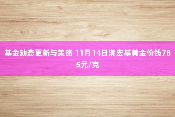 基金动态更新与策略 11月14日潮宏基黄金价钱785元/克