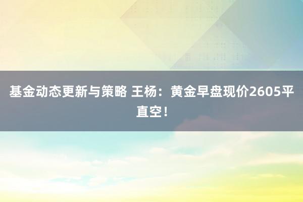 基金动态更新与策略 王杨：黄金早盘现价2605平直空！