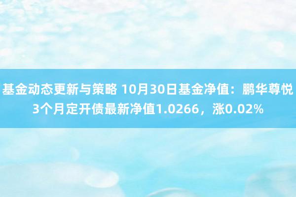 基金动态更新与策略 10月30日基金净值：鹏华尊悦3个月定开债最新净值1.0266，涨0.02%