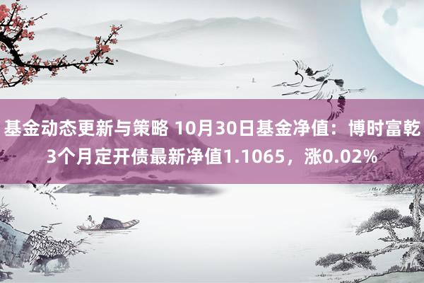 基金动态更新与策略 10月30日基金净值：博时富乾3个月定开债最新净值1.1065，涨0.02%