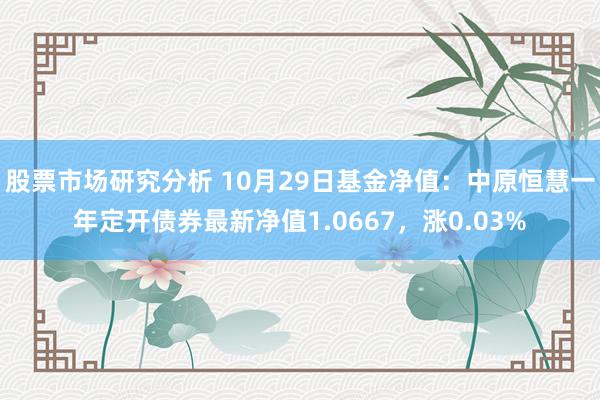 股票市场研究分析 10月29日基金净值：中原恒慧一年定开债券最新净值1.0667，涨0.03%