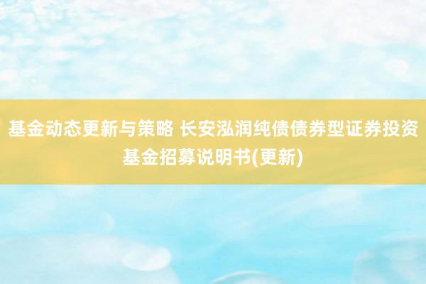 基金动态更新与策略 长安泓润纯债债券型证券投资基金招募说明书(更新)