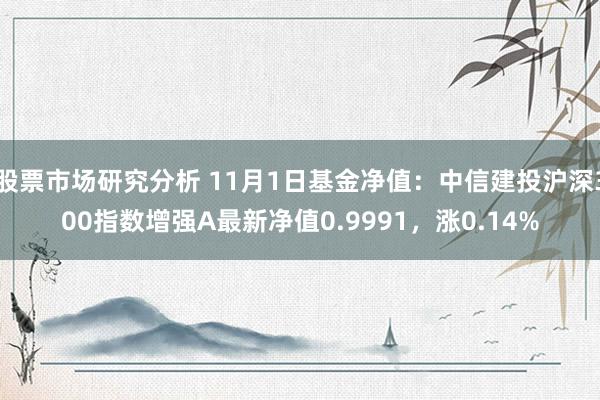 股票市场研究分析 11月1日基金净值：中信建投沪深300指数增强A最新净值0.9991，涨0.14%