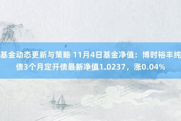 基金动态更新与策略 11月4日基金净值：博时裕丰纯债3个月定开债最新净值1.0237，涨0.04%