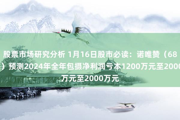 股票市场研究分析 1月16日股市必读：诺唯赞（688105）预测2024年全年包摄净利润亏本1200万元至2000万元