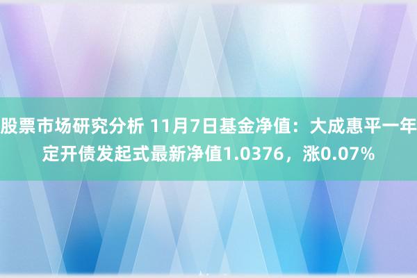 股票市场研究分析 11月7日基金净值：大成惠平一年定开债发起式最新净值1.0376，涨0.07%