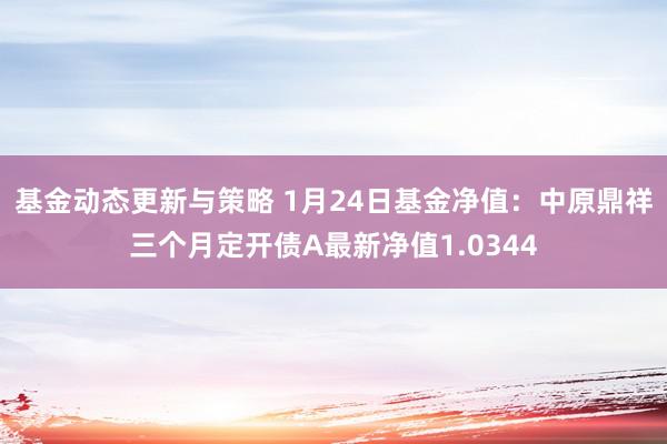 基金动态更新与策略 1月24日基金净值：中原鼎祥三个月定开债A最新净值1.0344