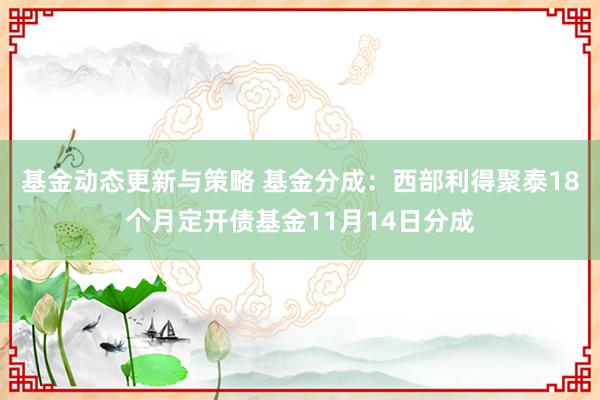 基金动态更新与策略 基金分成：西部利得聚泰18个月定开债基金11月14日分成