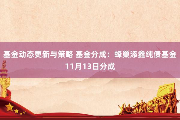 基金动态更新与策略 基金分成：蜂巢添鑫纯债基金11月13日分成