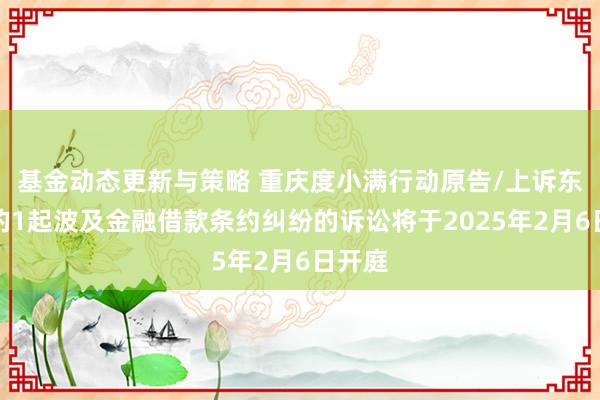 基金动态更新与策略 重庆度小满行动原告/上诉东谈主的1起波及金融借款条约纠纷的诉讼将于2025年2月6日开庭