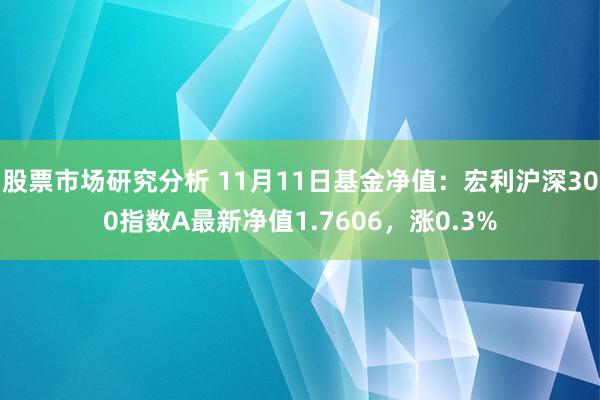 股票市场研究分析 11月11日基金净值：宏利沪深300指数A最新净值1.7606，涨0.3%