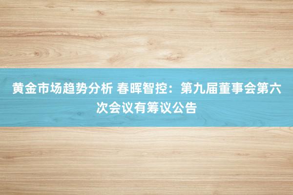 黄金市场趋势分析 春晖智控：第九届董事会第六次会议有筹议公告