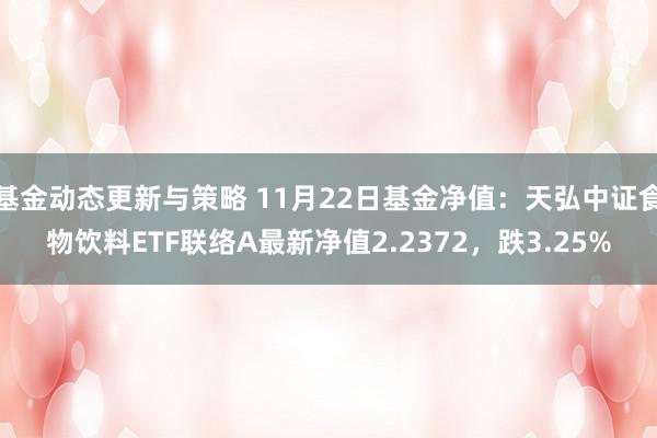 基金动态更新与策略 11月22日基金净值：天弘中证食物饮料ETF联络A最新净值2.2372，跌3.25%