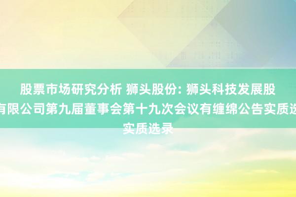 股票市场研究分析 狮头股份: 狮头科技发展股份有限公司第九届董事会第十九次会议有缠绵公告实质选录