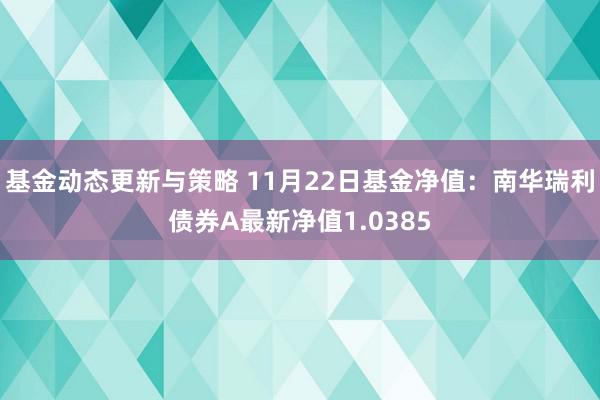 基金动态更新与策略 11月22日基金净值：南华瑞利债券A最新净值1.0385