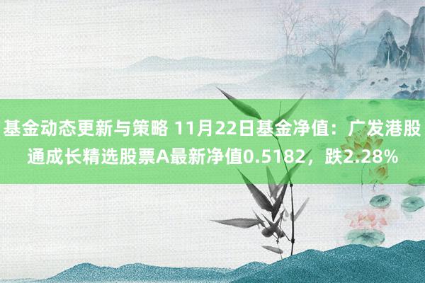 基金动态更新与策略 11月22日基金净值：广发港股通成长精选股票A最新净值0.5182，跌2.28%