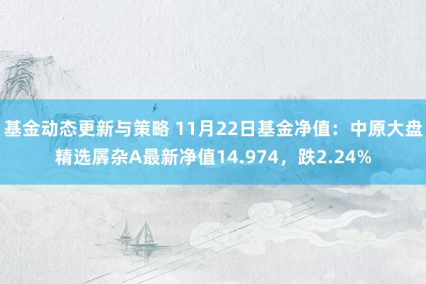 基金动态更新与策略 11月22日基金净值：中原大盘精选羼杂A最新净值14.974，跌2.24%