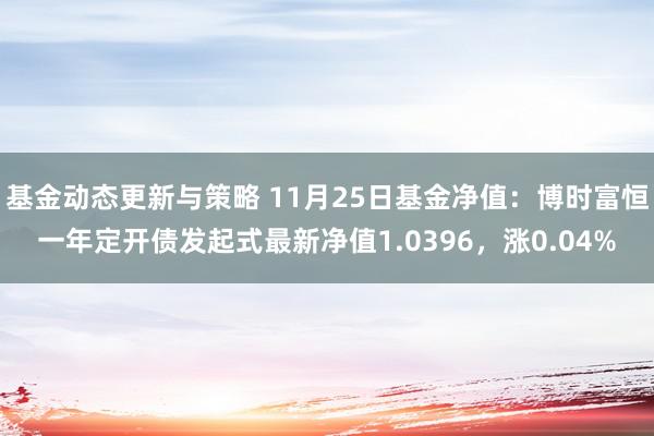 基金动态更新与策略 11月25日基金净值：博时富恒一年定开债发起式最新净值1.0396，涨0.04%