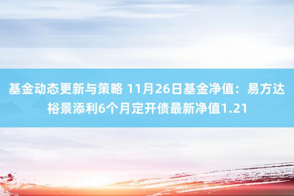 基金动态更新与策略 11月26日基金净值：易方达裕景添利6个月定开债最新净值1.21